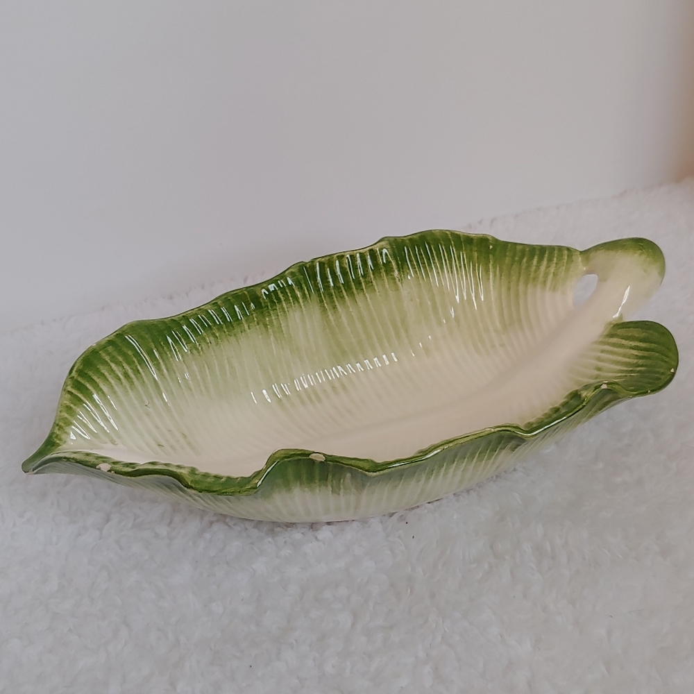 Candy Dish - Fitz and Floyd Vintage Green Leaf